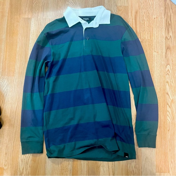 Green and Navy Stripe Rugby Shirt - Picture 1 of 2